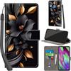 PHINIENLAND Cover per Samsung Galaxy A40 custodia portafoglio Fiori | 3 scomparti carte, 1 tasca banconote, Chiusura magnetica, Supporto, Pelle PU flip cover per Samsung A40