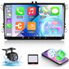 ETLFUCyber Autoradio per VW Volkswagen Jetta Passat Seat Golf Tiguan Skoda Polo, Autoradio con Senza Fili Carplay e Android Auto/Schermo Tattile da 9 Pollici/Bluetooth/EQ/GPS/WiFi/Radio FM RDS