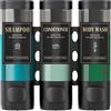 Luxspire Dispenser di Shampoo Bagnoschiuma, Dispenser di Sapone per Doccia Senza Trapano a 3 Bottiglie con Etichette, Erogatore di Sapone Riempibile per Bagno Hotel Cucina Palestra, Nero