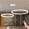 WayLuoung LED Lampadario Metallo | 2 Cerchi 40+60cm | 40W Lampada Sospensione Soffitto Anelli, Telecomando Dimmerabile 3000-6000K, Lampada Sospensione Paralume Acrilico Soggiorno Camera Letto【Bianco】