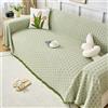 FANSU Telo Copridivano 1 2 3 4 Posti, Copriletto Matrimoniale Multiuso Copritutto, Tinta Unita Coperta Copridivano Antiscivolo Reversibile Coperta Decorativa per Divano (Verde,90x180cm)