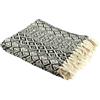 HOME DECO FACTORY TX8003 - Plaid etnico con motivo a quadri, in cotone, 150 x 120 x 1 cm, colore: Ecru Nero,