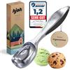 kjøk Premium Cucchiaio da Gelato in lega di zinco, cromata opaca - Porzionatore per Ice Cream - Paletta per gelato - Pallinatore per impasti, meloni, riso o polpette