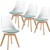 IPOTIUS IPOTUS Set di 4 Sedie da Pranzo Bicolore, Classiche Sedie da Cucina Scandinave dal Design Retrò per Caffè Ristorante Giardino (Schienale Bianco e Cuscino in Velluto Verde Acqua)