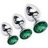BONDAGERIE® Plug anale con gioiello di colore Verde, sacco incluso, Taglia Kit 3 Plug S M L