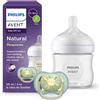 Philips Avent Set: un biberon Natural Response 125ml con tettarella flusso 2 (lento) 0-3m e un succhietto Ultra Air deco sole 0-6m. 1 set: SCD837/10 - Philips Avent