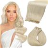 Fshine Geniale Tessitura Extension Capelli Veri Biondo Platino 60g 60cm Ultra Sottile Bundle Remy Capelli Umani Naturali Leggeri Estensioni per Capelli Geniale Matassa Lisci Extension