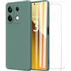MOONESS Cover per Xiaomi Redmi Note 13 5G (6.67) Custodia,Con 2 Pellicola Vetro Temperato Morbida Sottile Liquid TPU Antiurto Anti-Scratch Case - Verde scuro