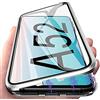 LIUKM Cover per Samsung Galaxy A52/A52 5G/A52s 5G 6,5 Pollici Adsorbimento Magnetico Custodia 360 Gradi Protezione Cornice Metallica Doppi Lati Trasparente Vetro Temperato Custodia - Argento