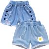 SXSHUN Pantaloncini da ragazza, in jeans, per bambini, in jeans, confezione da 2, pantaloni corti con fiocco, per bambini estivi, Modello d'amore, 6 anni