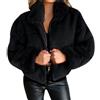PengGengA Cappotto Donna in Pelliccia Sintetica Maniche Lungo Giacca corto Elegante Caldo con Cerniera - Nero, XL