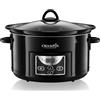 Crock-pot Pentola per Cottura Lenta, Slow Cooker, Capienza 4.7 lt, fino a 6 Persone, Spegnimento Automatico, 2 Impostazioni Cottura e Funzione mantenimento in caldo automatica, 220 W, Ceramica, Nero