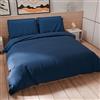 PETTI Artigiani Italiani - Set Copripiumino Matrimoniale 250x200 cm (2 Federe 50x80 cm Incluse), Parure Copripiumino Morbida Microfibra Tinta Unita Blu Notte