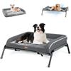 Lekespring Cuccia Cane Interno Taglia Media, Lettino Rialzato Rinfrescante per Animali 2 in 1, Letto per Cani con tre Lati Rialzati Ortopedico, Brandina per Cani Sfoderabile e Lavabile, Grigio