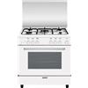 Glem Gas Cucina a Gas 5 Fuochi Forno a Gas con Grill Larghezza x Profondità 80x50 cm Classe energetica A con Coperchio colore Bianco - A85GXF5