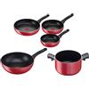 LAGOSTINA Batteria Pentole Induzione 8 Pezzi Antiaderenti in Alluminio colore Nero e Rosso - Cucina Mediterranea