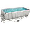 Bestway Piscina Fuori Terra con Telaio Portante Piscina Esterna da Giardino in PVC triplice strato Rettangolare 488x244xh122h cm con Pompa Filtro da 3.028 Lt/h - 56670 Power Steel