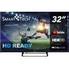 Smart Tech Smart TV 32 Pollici Display LED HD Ready Sistema Operativo WebOs Classe E colore Nero - 32HW01V