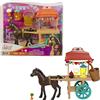 Mattel Spirit-Festival a Miradero Carretto degli Snack con Ruote Girevoli, Pony e Accessori,Giocattolo per Bambini 3+Anni, GXF69