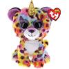 TY- Beanie Boos 15 cm Leopardo Unicorno-Giselle-Colori Arcobaleno-Occhioni e Orecchie Viola Glitter-Il Morbido Peluche con Gli Occhi Grandi scintillanti-15 Cm-36284, Multicolore, 15 centimetri, T36284