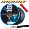 HB-Digital Set di 50 cavi satellitari coassiali da 135 db nero + 10 connettori F dorati + 1 spelacavi | CCS acciaio, rame, cavo antenna satellitare 5 schermature per DVB-S/S2 -C/C2 -T/T2 DAB+