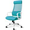 MELOKEA Sedia da Ufficio Ergonomica - Schienale Alto, Supporto Lombare in Rete Traspirante, Poggiatesta Elastico Alto Regolabile in Altezza - Facile da Montare Sedie da Scrivania (Blue)