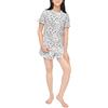 Sleepdown Donna Pigiama Volant su Tutta la Stampa Animalier 2 Pezzi T-Shirt a Maniche Corte e Set Corto Casual Abbigliamento da Notte, Grigio Leopardato, XL