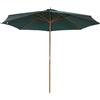 Easycomfort Ombrellone da Giardino 3x2.5 m con Apertura a Corda, 8 Stecche, in Legno e Poliestere Verde Scuro