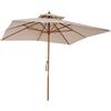Easycomfort Ombrellone da Giardino 3x3m con 8 Stecche in Bamboo e Copertura Parasole a 2 Livelli, Crema