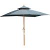Easycomfort Ombrellone da Giardino 3x3m con 8 Stecche in Bamboo e Copertura Parasole a 2 Livelli, Grigio