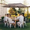 Easycomfort Ombrellone Doppio da Giardino in Metallo e Poliestere Anti-UV Impermeabile, 440x270x250cm, Marrone
