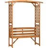 Easycomfort Panchina da Giardino in Legno di Abete con Arco Decorativo per Piante e Vasi, 160x50x198 cm, Marrone