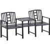 Easycomfort Panchina da Giardino Moderna 2 Posti con Tavolino e Foro per Ombrellone Arredamento da Esterno 165x56x85.5cm Nero