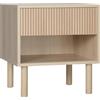 Easycomfort Comodino Moderno con Cassetto e Ripiano Aperto in Truciolato, 47x47x50 cm, Color Legno