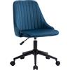 Easycomfort Sedia da Ufficio in Velluto Blu con Altezza Regolabile, Sedia Ergonomica Girevole a 360° e Ruote, 50x58x77-87cm