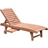 EasyComfort Lettino Prendisole in Legno, Lettino Sdraio da Giardino con Ruote e Vassoio Estraibile 182x60x35cm