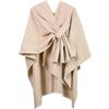 Ehuihuan Poncho Mantella Donna Invernale Elegante, Poncho Maglione da Donna con Frangia, Mantella Scialle Caldo Grande Sciarpa, 130x150cm (IT, Testo, Taglia unica, Regular, Regular, Beige)