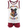 SUN CITY Adatto Harry Potter Pigiama 2 Pezzi, Canotta e Pantaloncino Corto per Bambini e Ragazzi, Stemma Hogwarts School, Grifondoro, Tassorosso, Serpeverde, Corvonero (IT, età, 10 Anni, Regular, Bianco)