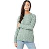 Aran Woollen Mills - Carraig Donn maglione da donna irlandese multi cablato raglan super morbido lana merino, Sea Foam Verde, XL