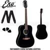 EKO RANGER 6 Black Chitarra Acustica Nera 6 Corde 4/4 + Tracolla e Plettri