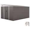 Outsunny Casetta da Giardino con Porta Scorrevole, in Acciaio, 345x280.5x169-201cm, Grigio | Aosom Italy