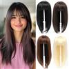 PARXITN - Parrucca sintetica per donna con frangia, 45 cm, capelli lisci, per capelli sottili, colore: marrone cioccolato