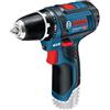 Bosch Professional 0601868101 GSR 12V-15-LI Trapano Avvitatore, Senza Batteria e Caricabatterie, Nero, Blu, Rosso, 12 V