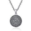 KINGWHYTE ViKing - Collana con ciondolo in argento Sterling 925, con ciondolo Vegvisir e amuleto vichingo per uomo e donna, con catena in acciaio inox, 50 cm