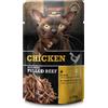 LEONARDO 70 g Leonardo Pulled Beef Alimento Cibo Umido per Gatti Adulti con Patè di Pollo Straccetti di Manzo e Olio di Salmone per un Pelo Setoso