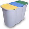 BELLI E FORTI S.R.L. Contenitore PATTUMIERA Raccolta DIFFERENZIATA Unica BIDONE 3 Scomparti 80 Litri PLASTICA 009606, Multicolore, 3 Pezzi