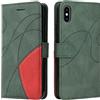 Fatcatparadise Cover per iPhone XS Max (6,5 Pollici), Flip Caso in PU Pelle Case Cover Libro Portafoglio Protettiva Custodia con TPU Sottile Antiurto,[Kickstand][Slot per Schede][Magnetica] (Verde)
