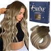 Fshine Extension Capelli Veri Tessitura 60g 60cm Extension Cucitura Capelli Veri Castano Scuro A Castano Cenere Con Evidenziazione Del Biondo Medio Lunghi Capelli Umani Brasiliani #3/8/22