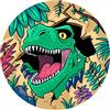 J&M DECO Decorazioni Torta Compleanno - Cake Topper Motivo Dino T-REX - Commestibile Topper Torta Compleanno - Carta Commestibile Fondant - Topper Torta Rotondo 20 cm - Decorazioni Torta Dinosaurio