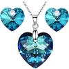 Crystalline Azuria Donna 18ct Placcato Oro Bianco Cristalli Blu Cuori Parure Collana con Ciondolo 45 cm Orecchini a Lobo